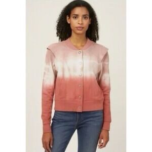 525 America Women's 100% Cotton Ombre Jacket Rose Pink Snaps New Boxy Medium